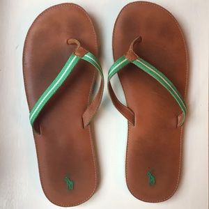 Polo Ralph Lauren green flip flops